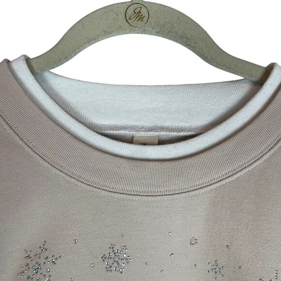 Morning Sun Vintage double collar embroidered beaded Christmas owl sweatshirt - Picture 2 of 8